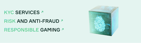 Soft2Bet KYC, anti-fraud, and responsible gaming services with biometric security visuals.