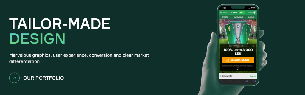 Soft2Bet tailor-made iGaming design with mobile-friendly UI for optimized user experience and conversion.